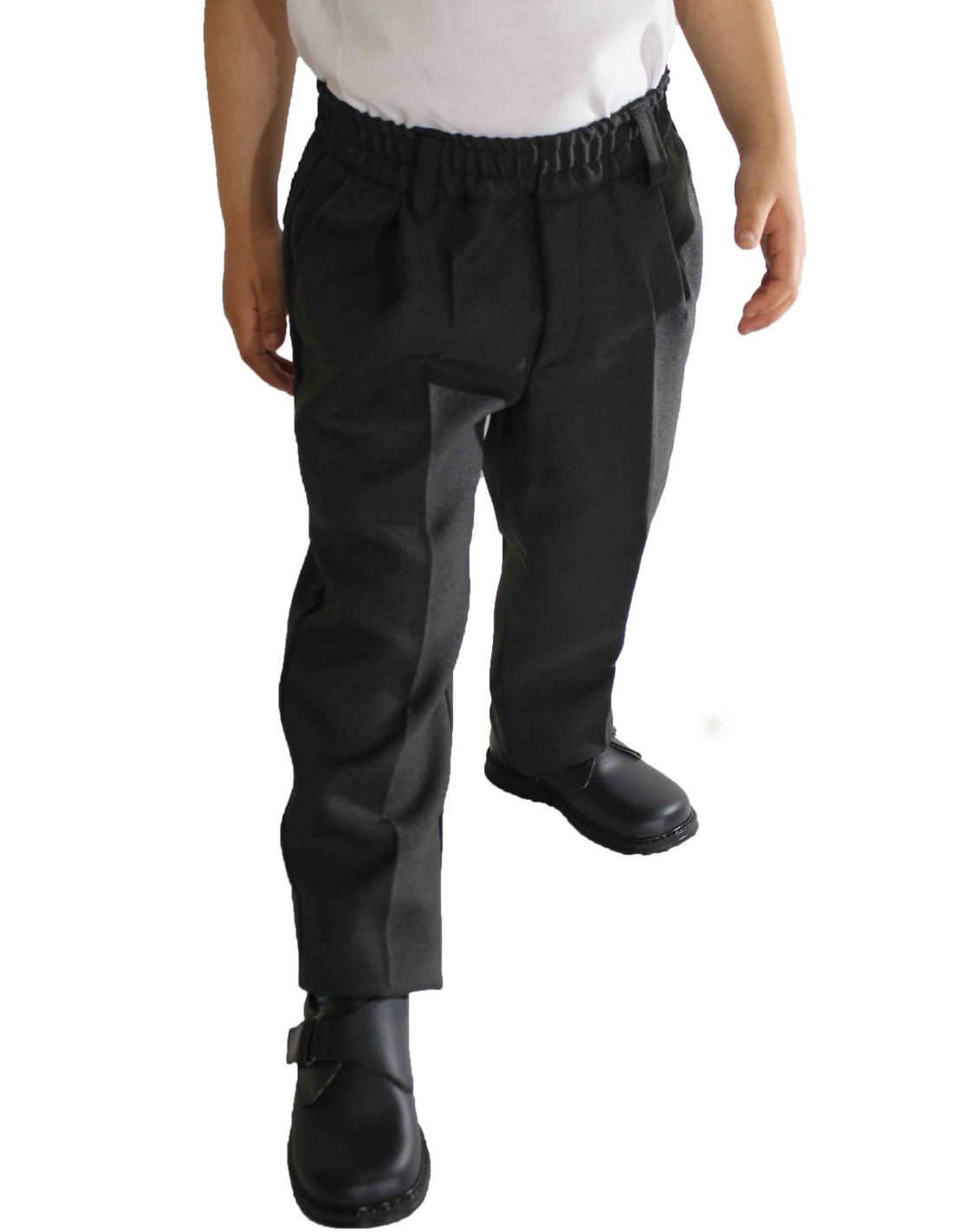 Pantalón largo gris colegial con goma básico para niño/a