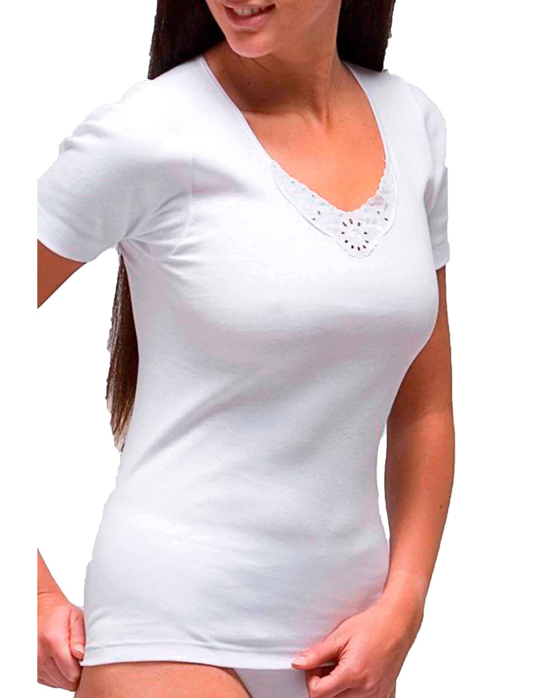 Pisoteando código Morse Incentivo Camiseta mujer manga corta algodón “2118” de la marca RAPIFE